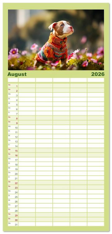 Produktbild: Familienplaner 2026 - Pit Bull Terrier. Zwischen Wildblumen und Gro&szlig;stadtglanz mit 5 Spalten (Wandkalender, 21 x 45 cm) CALVENDO