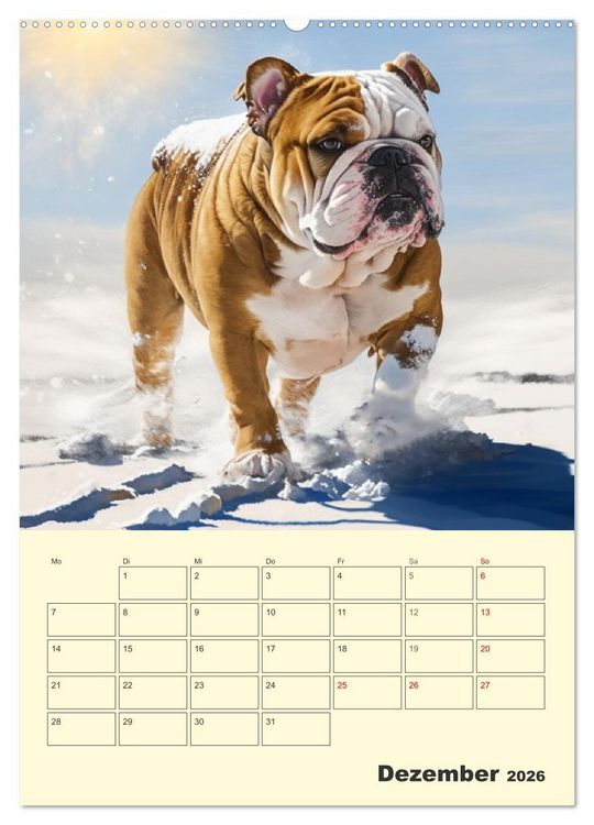 Produktbild: English Bulldogs. Fr&ouml;hliche Dickk&ouml;pfe mit Charakter (Wandkalender 2026 DIN A2 hoch), CALVENDO Monatskalender