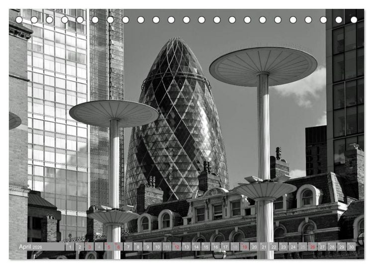 Produktbild: London in Schwarz-Wei&szlig; (Tischkalender 2026 DIN A5 quer), CALVENDO Monatskalender
