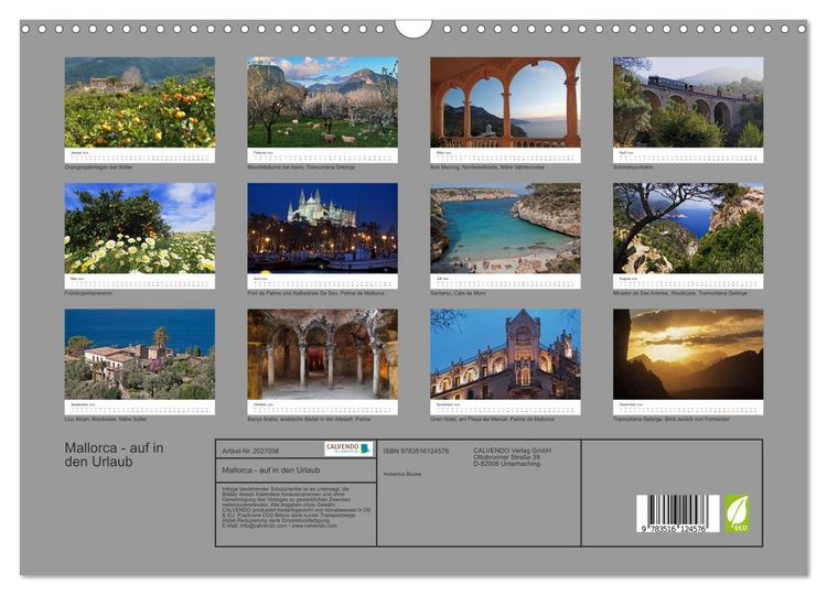 Produktbild: Mallorca - auf in den Urlaub (Wandkalender 2026 DIN A3 quer), CALVENDO Monatskalender