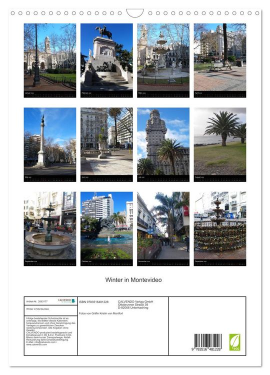 Produktbild: Winter in Montevideo (Wandkalender 2026 DIN A3 hoch), CALVENDO Monatskalender
