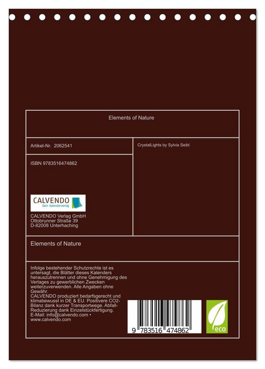 Produktbild: Elements of Nature (Tischkalender 2026 DIN A5 hoch), CALVENDO Monatskalender