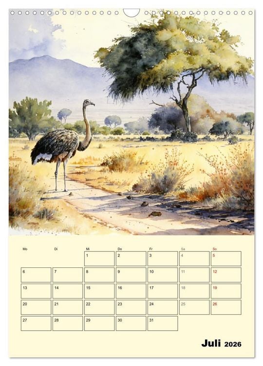 Produktbild: Sch&ouml;ne Aquarelle. Darstellungen von Afrikas Wildtieren (Wandkalender 2026 DIN A3 hoch), CALVENDO Monatskalender