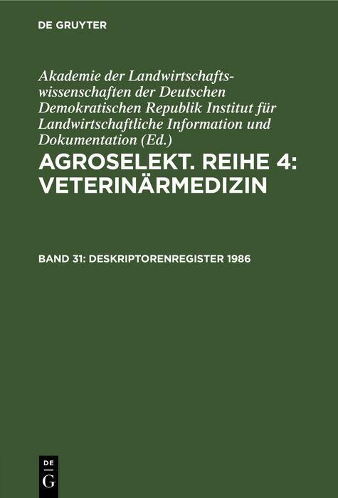 Produktbild: Deskriptorenregister 1986