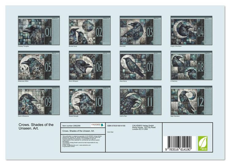 Produktbild: Crows. Shades of the Unseen. Art. (Wall Calendar 2026 DIN A4 landscape), CALVENDO 12 Month Wall Calendar
