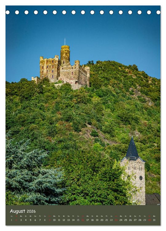 Produktbild: Burgen am Mittelrhein (Tischkalender 2026 DIN A5 hoch), CALVENDO Monatskalender