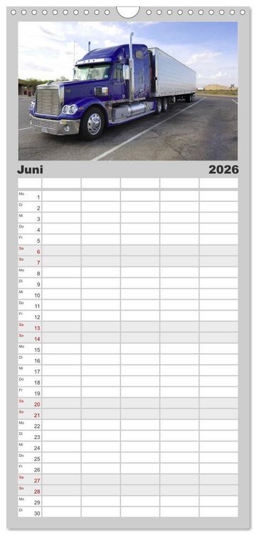 Produktbild: Familienplaner 2026 - Langhauber. Coole Trucks in den USA mit 5 Spalten (Wandkalender, 21 x 45 cm) CALVENDO
