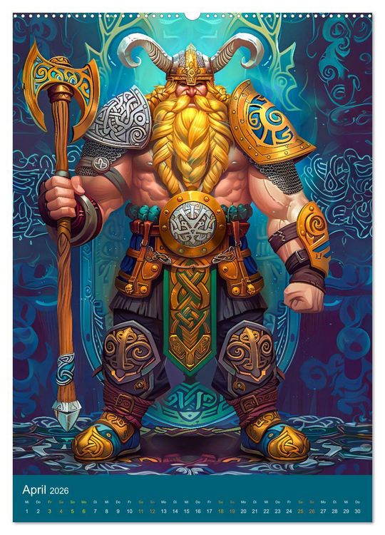 Produktbild: Wikinger Action - Comic-Helden inspiriert von den Nordm&auml;nnern (hochwertiger Premium Wandkalender 2026 DIN A2 hoch), Kunstdruck in Hochglanz