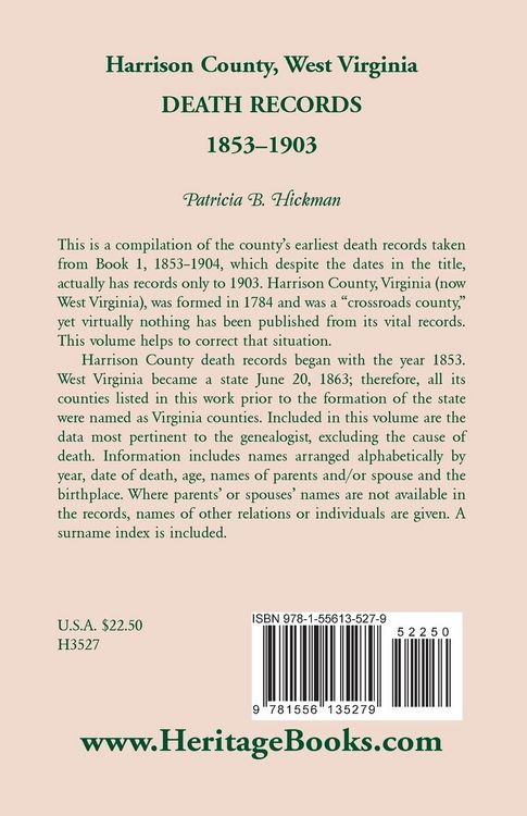 Produktbild: Harrison County, West Virginia Death Records, 1853-1903
