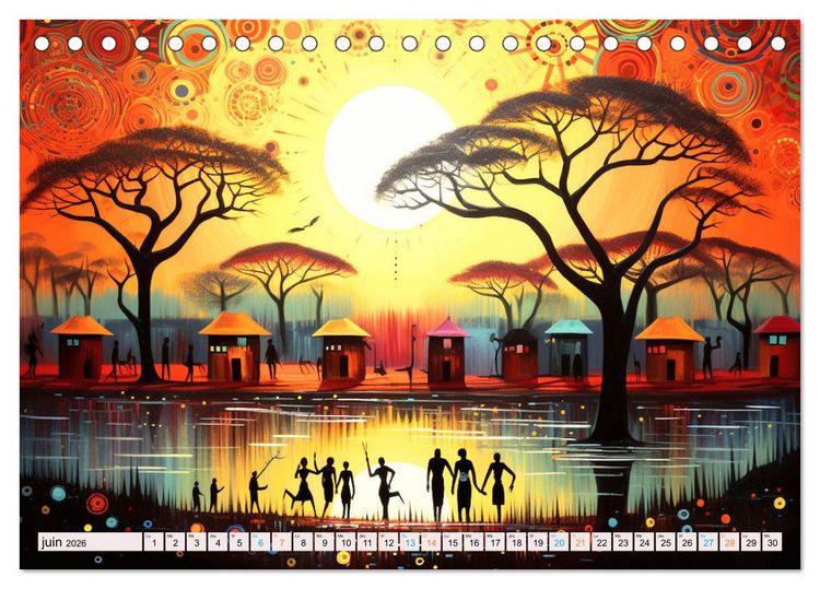 Produktbild: Sc&egrave;nes de vie africaine (Calendrier de bureau 2026 DIN A5 vertical), CALVENDO calendrier mensuel