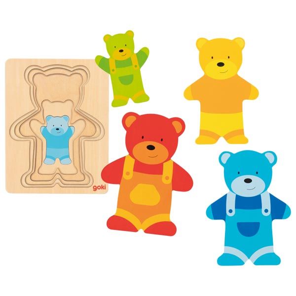 Produktbild: Goki 57449 - Schichtenpuzzle B&auml;r, 5-teilig, Holz, 17x13cm