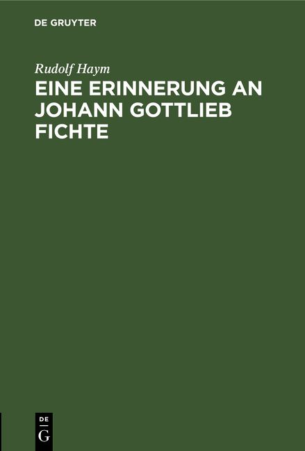 Produktbild: Eine Erinnerung an Johann Gottlieb Fichte