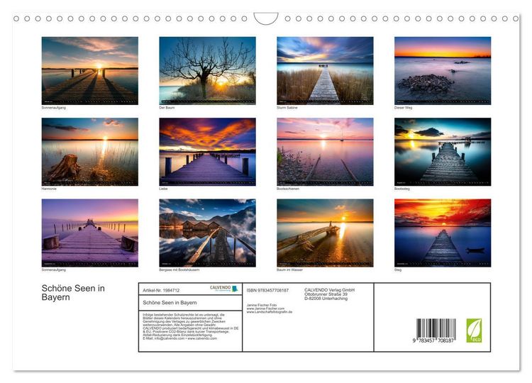 Produktbild: Sch&ouml;ne Seen in Bayern (Wandkalender 2026 DIN A3 quer), CALVENDO Monatskalender