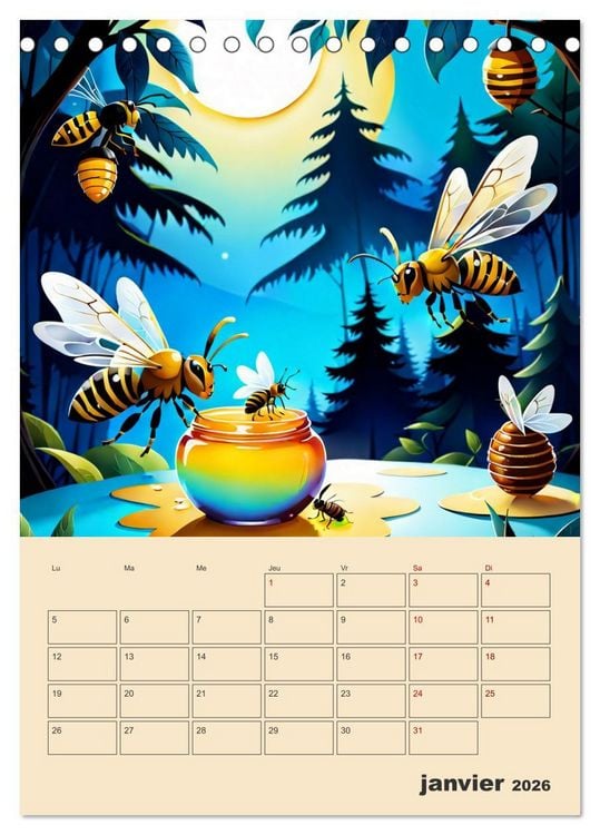 Produktbild: Les fables illustr&eacute;es (Calendrier de bureau 2026 DIN A5 horizontal), CALVENDO calendrier mensuel