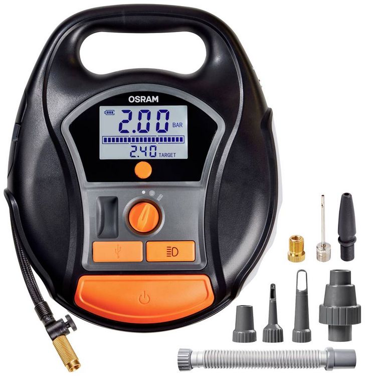 Produktbild: Osram Automotive OTIR6000 Kompressor TYREinflate 6000 5.5 bar Automatische Abschaltung, Digitales Display, mit Arbeitslampe, mit