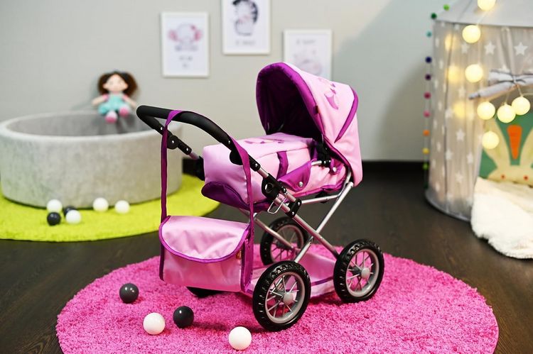 Produktbild: Knorrtoys 63137 - Kombi-Puppenwagen Ruby Princess Pink, mit Zubeh&ouml;r, umbaubar, Schieberh&ouml;he: 34-62cm