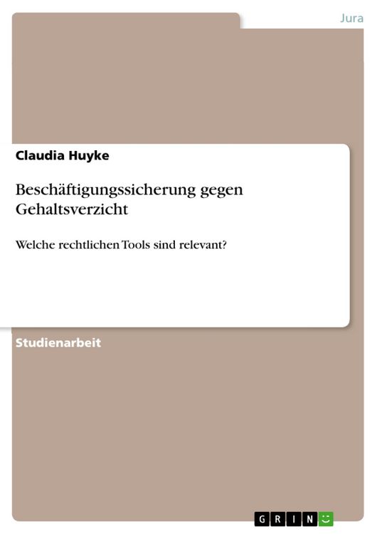 Produktbild: Besch&auml;ftigungssicherung gegen Gehaltsverzicht