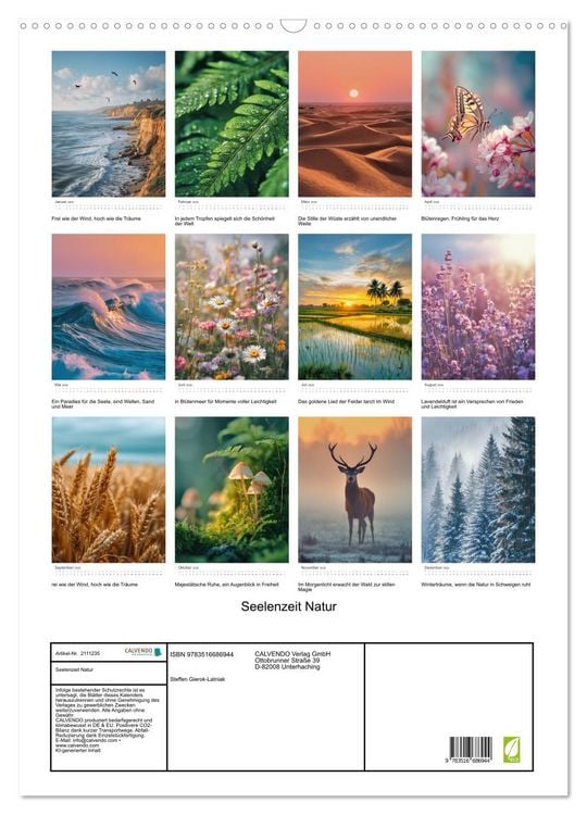 Produktbild: Seelenzeit Natur (Wandkalender 2026 DIN A2 hoch), CALVENDO Monatskalender