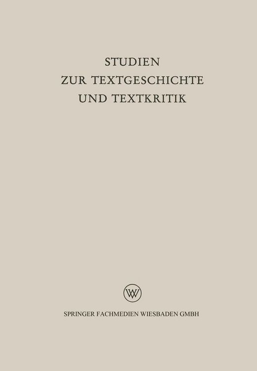 Produktbild: Studien zur Textgeschichte und Textkritik