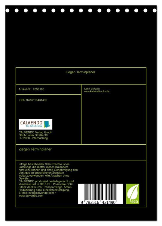 Produktbild: Ziegen Terminplaner (Tischkalender 2026 DIN A5 hoch), CALVENDO Monatskalender