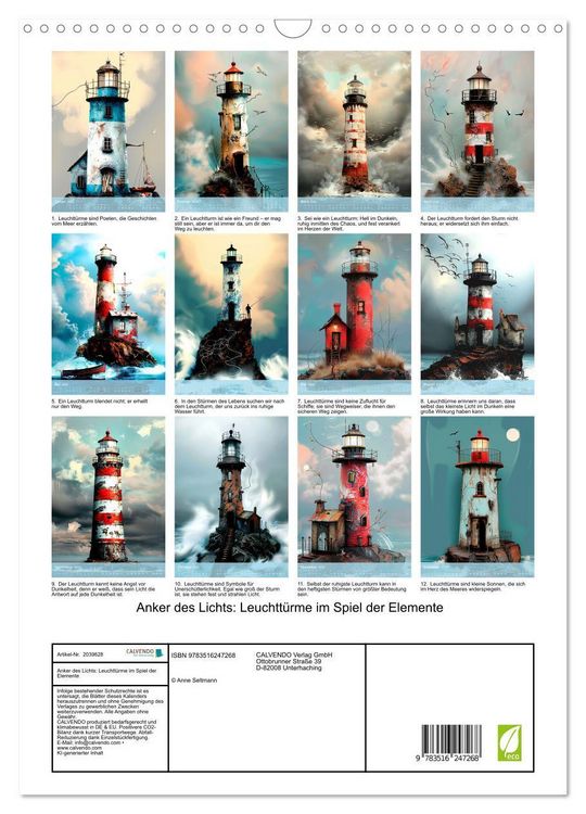Produktbild: Anker des Lichts: Leuchtt&uuml;rme im Spiel der Elemente (Wandkalender 2026 DIN A3 hoch), CALVENDO Monatskalender