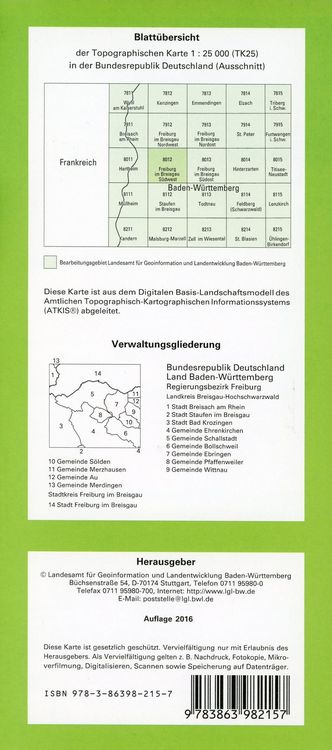 Produktbild: Freiburg im Breisgau S&uuml;dwest 1 : 25 000