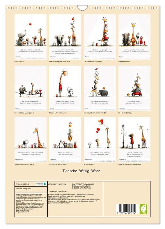 Produktbild: Tierische. Witzig. Wahr. (Wandkalender 2026 DIN A3 hoch), CALVENDO Monatskalender
