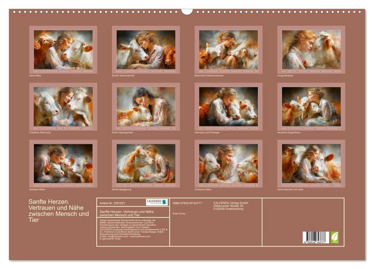 Produktbild: Sanfte Herzen. Vertrauen und N&auml;he zwischen Mensch und Tier (Wandkalender 2026 DIN A2 quer), CALVENDO Monatskalender