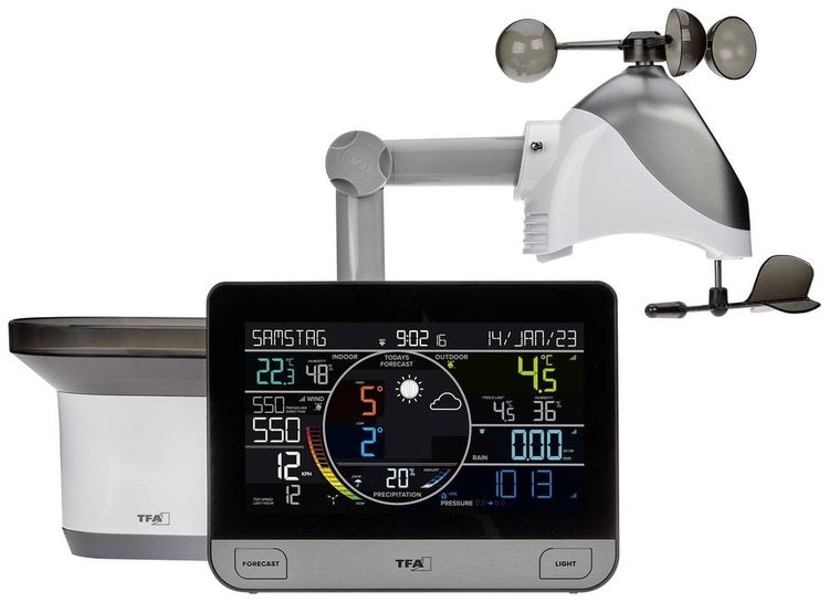 TFA Dostmann WLAN View Pro 35.8003.01 WLAN-Wetterstation Vorhersage für mit WiFi 7 Tage Anzahl Sensoren max. 4