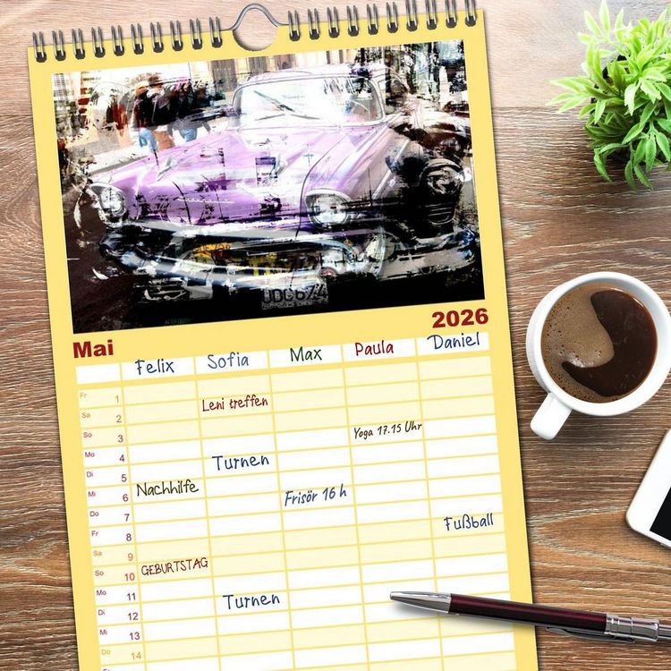 Produktbild: Familienplaner 2026 - Kuba anders-Art-ig mit 5 Spalten (Wandkalender, 21 x 45 cm) CALVENDO