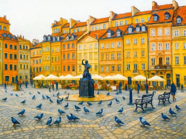 Produktbild: CALVENDO Puzzle Warschau in Farbe Kunstvolle Stadtansichten Marktplatz der Altstadt | 1000 Teile Lege-Gr&ouml;&szlig;e 64x48cm Foto-Puzzle f&uuml;r gl&uuml;ckliche Stunden
