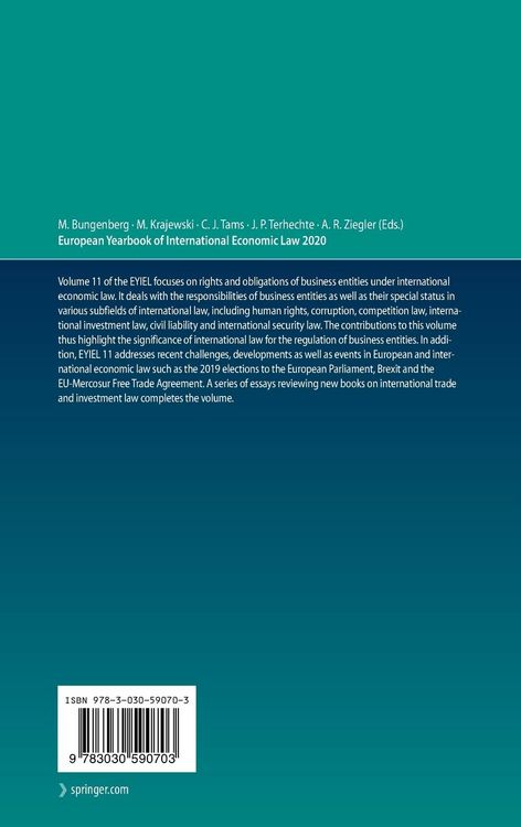 Produktbild: European Yearbook of International Economic Law 2020