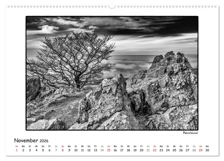 Produktbild: RH&Ouml;N SCHWARZ-WEISS (Wandkalender 2026 DIN A2 quer), CALVENDO Monatskalender