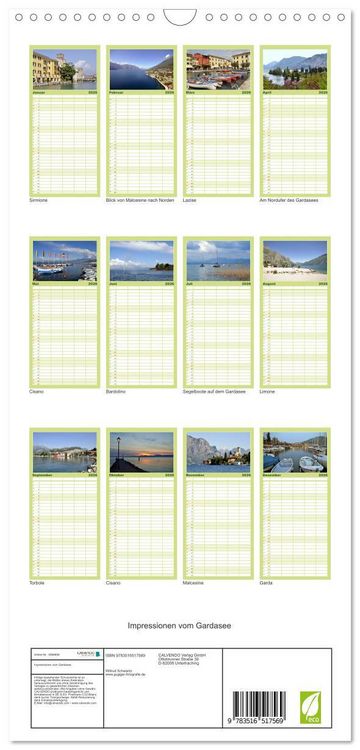 Produktbild: Familienplaner 2026 - Impressionen vom Gardasee mit 5 Spalten (Wandkalender, 21 x 45 cm) CALVENDO