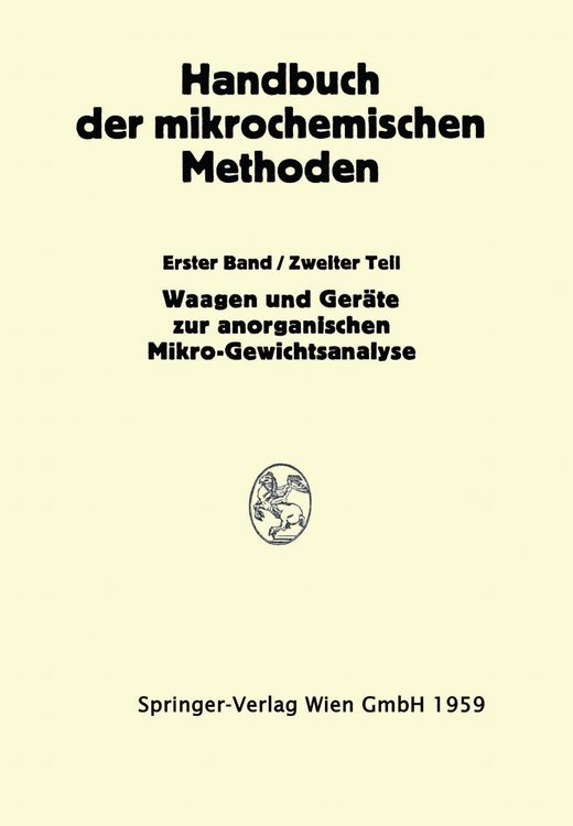 Produktbild: Waagen und W&auml;gung; Ger&auml;te zur Anorganischen Mikro-Gewichtsanalyse