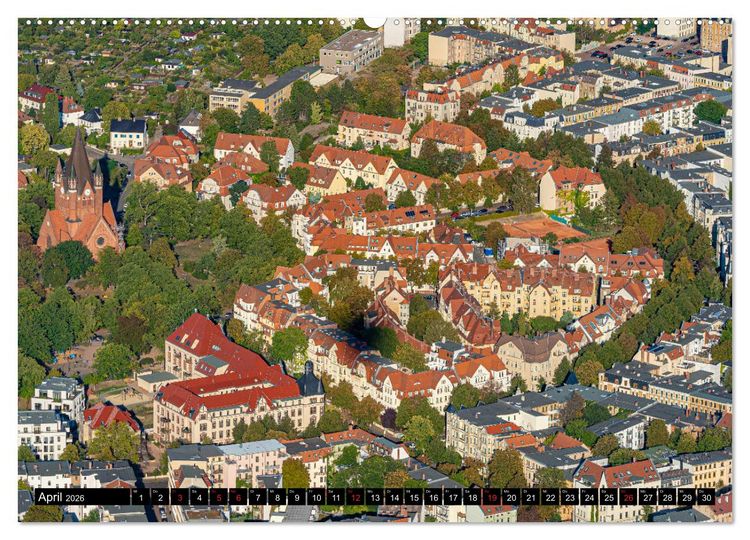 Produktbild: Halle an der Saale von oben (Wandkalender 2026 DIN A2 quer), CALVENDO Monatskalender