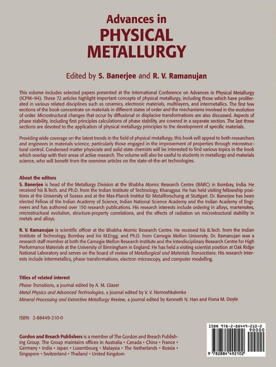 Produktbild: Advances in Physical Metallurgy
