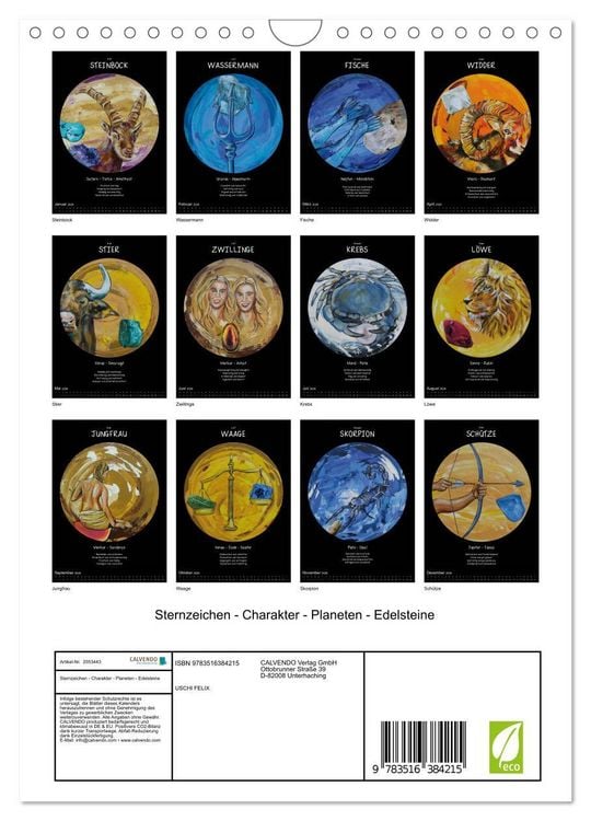 Produktbild: Sternzeichen - Charakter - Planeten - Edelsteine (Wandkalender 2026 DIN A4 hoch), CALVENDO Monatskalender