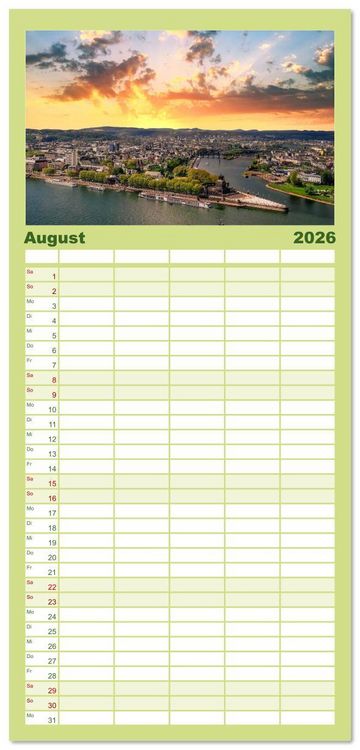 Produktbild: Familienplaner 2026 - Vater Rhein von der Quelle bis zur M&uuml;ndung mit 5 Spalten (Wandkalender, 21 x 45 cm) CALVENDO