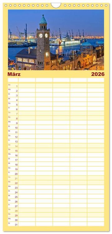 Produktbild: Familienplaner 2026 - Hamburg Stadt an der Alster und Elbe mit 5 Spalten (Wandkalender, 21 x 45 cm) CALVENDO