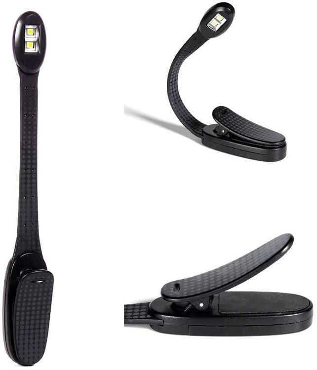 Produktbild: Flexilight Xtra (Schwarz) - 2-LED Leselampe mit Klammer - extralanger Hals - Geschenk f&uuml;r Leser, Buchliebhaber - Deutsche Ausgabe