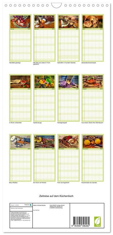 Produktbild: Familienplaner 2027 - Zeitreise auf dem K&uuml;chentisch mit 5 Spalten (Wandkalender, 21 x 45 cm) CALVENDO