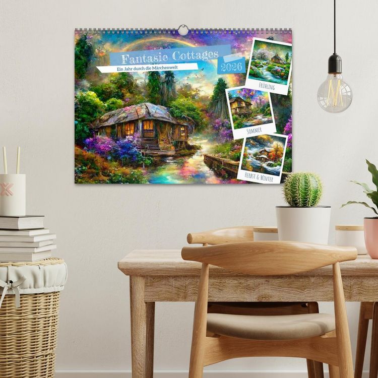 Produktbild: Fantasie Cottages - Ein Jahr durch die M&auml;rchenwelt (Wandkalender 2026 DIN A3 quer), CALVENDO Monatskalender