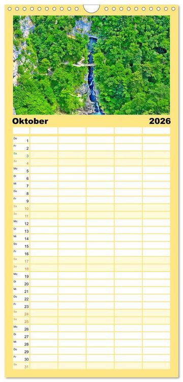 Produktbild: Familienplaner 2026 - Europa durchwandern mit 5 Spalten (Wandkalender, 21 x 45 cm) CALVENDO