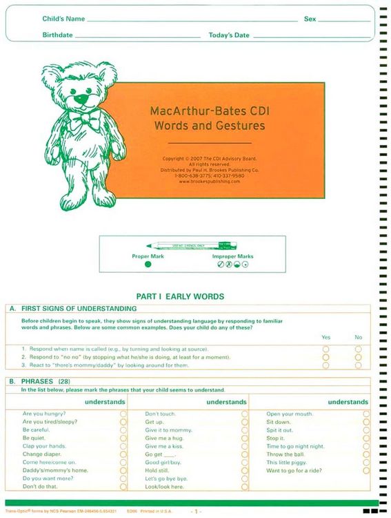Produktbild: Macarthur-Bates Communicative Development Inventories (CDI) Words and Gestures, Ncs Scannable, English