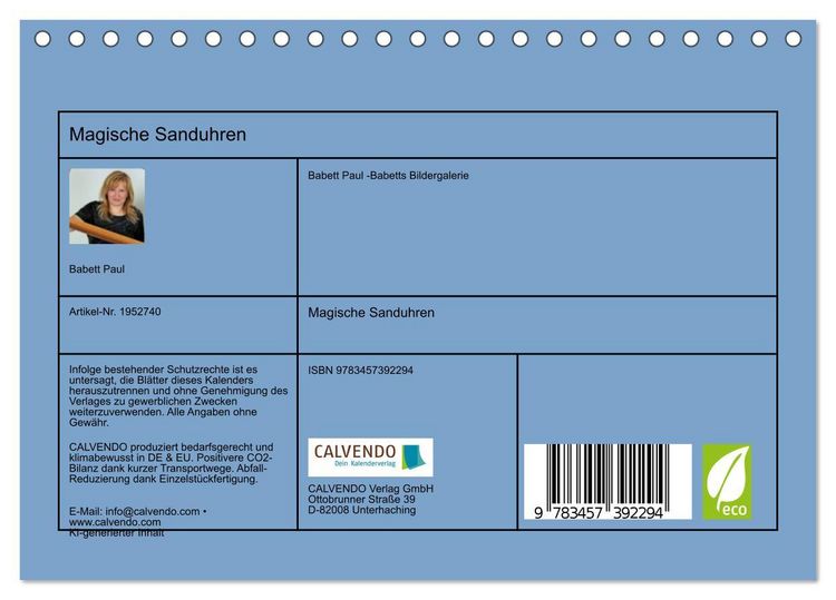 Produktbild: Magische Sanduhren (Tischkalender 2026 DIN A5 quer), CALVENDO Monatskalender