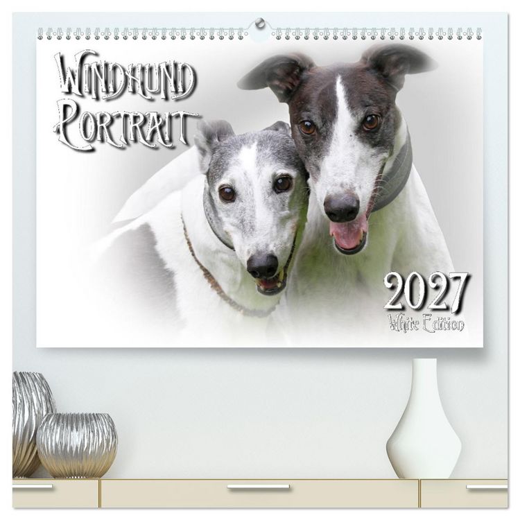 Produktbild: Windhund Portrait 2027 White Edition (hochwertiger Premium Wandkalender 2027 DIN A2 quer), Kunstdruck in Hochglanz