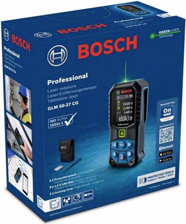 Produktbild: Bosch Professional GLM 50-27 CG Laser-Entfernungsmesser Bluetooth, Dokumentations-App, Stativadapter 6.3 mm (1/4") 50 m