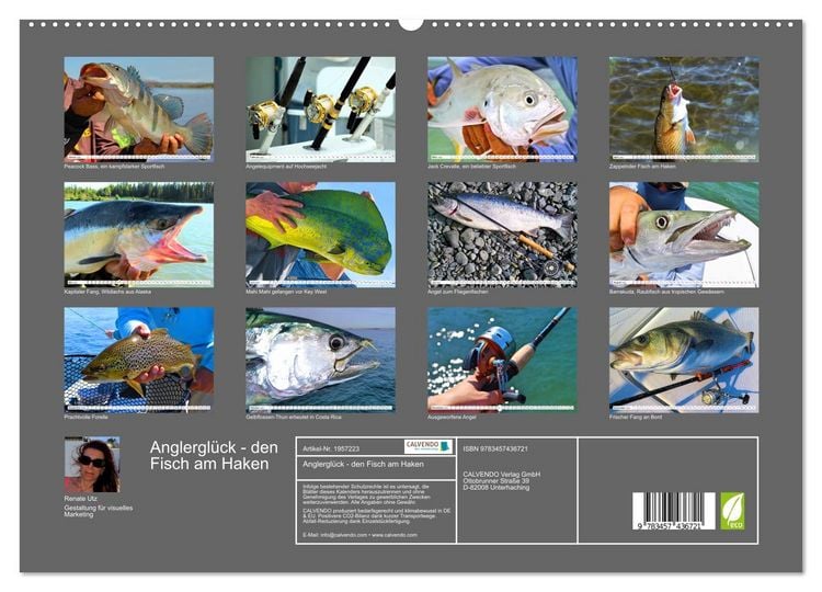 Produktbild: Anglergl&uuml;ck - den Fisch am Haken (Wandkalender 2026 DIN A2 quer), CALVENDO Monatskalender