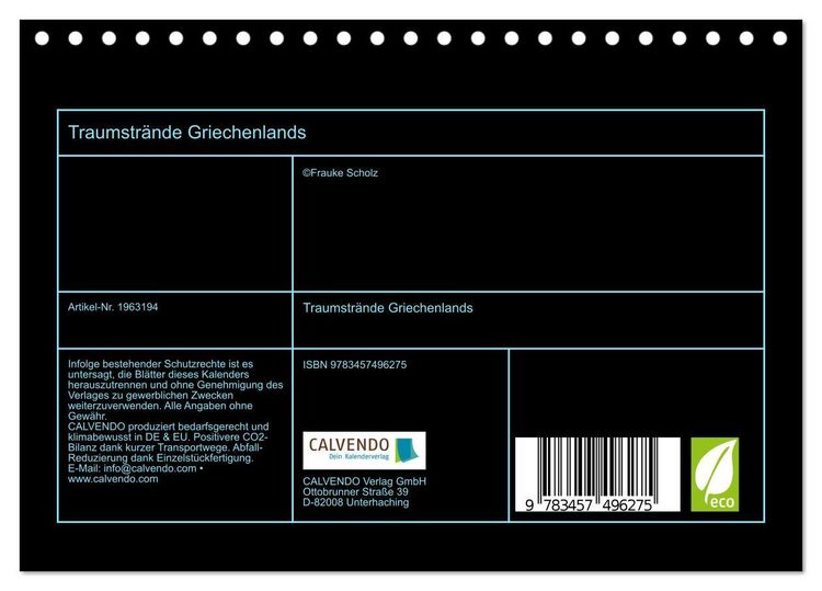 Produktbild: Traumstr&auml;nde Griechenlands (Tischkalender 2026 DIN A5 quer), CALVENDO Monatskalender